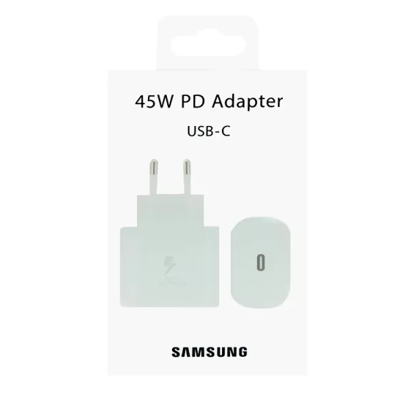 شارژر اورجینال samsung مدل 2پین 45w سفید note20