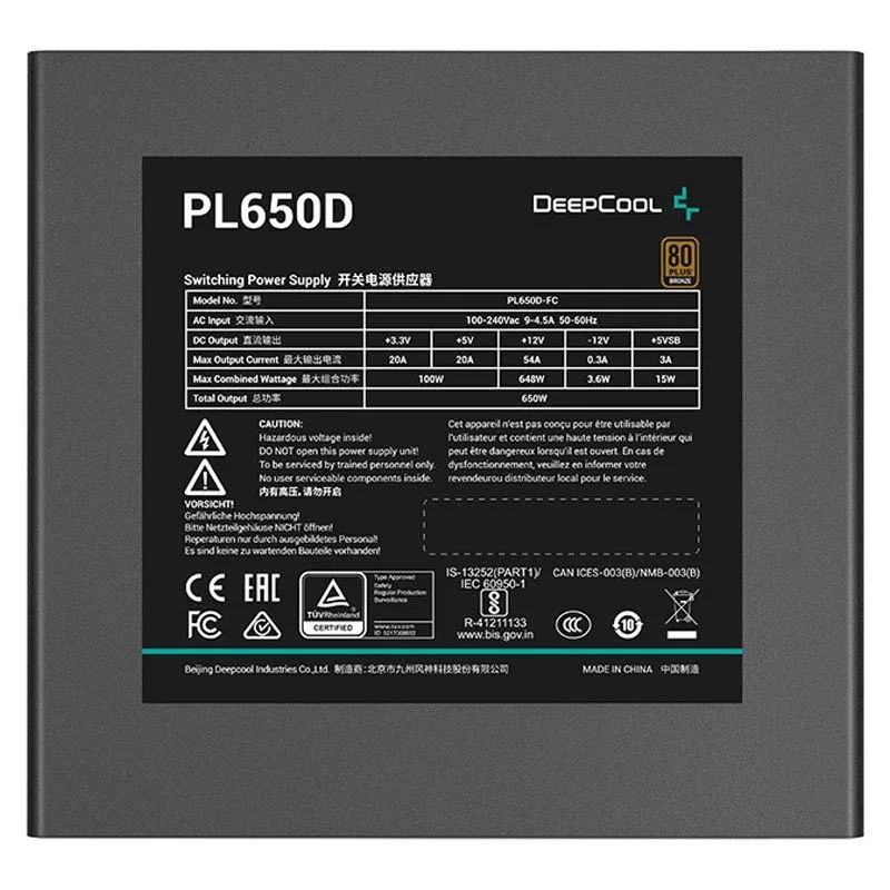 DeepCool PL650D Bronze 650W Power Supply779 پاور 650 وات دیپ کول DeepCool PL650D