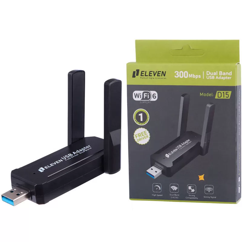 کارت شبکه بی سیم آنتن دار Eleven D15 300Mbps کارت شبکه بی سیم آنتن دار Eleven D15 300Mbps